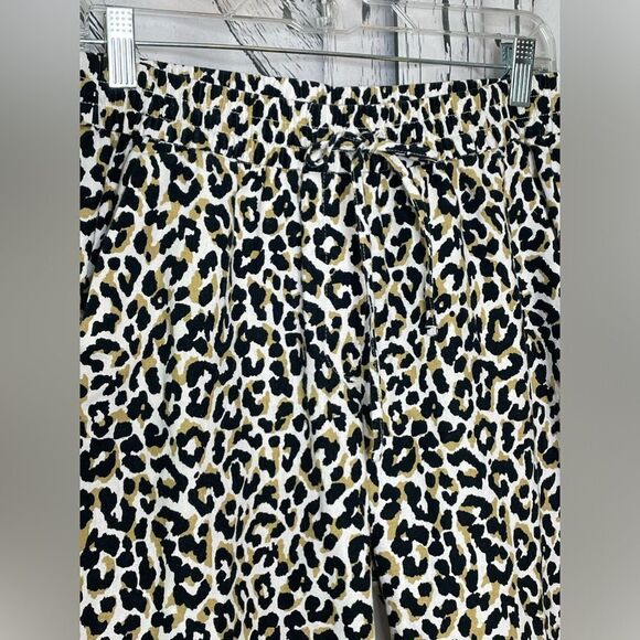J. Crew Leopard Print Linen Blend Cuffed Ankle Pants Joggers Sz 8 - Picture 4 of 8